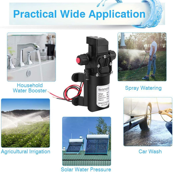 12 V Hochdruck-Wasserpumpe 5 l/min selbstansaugende Wasserpumpe für Gartensprinkler, Fenster und Tür