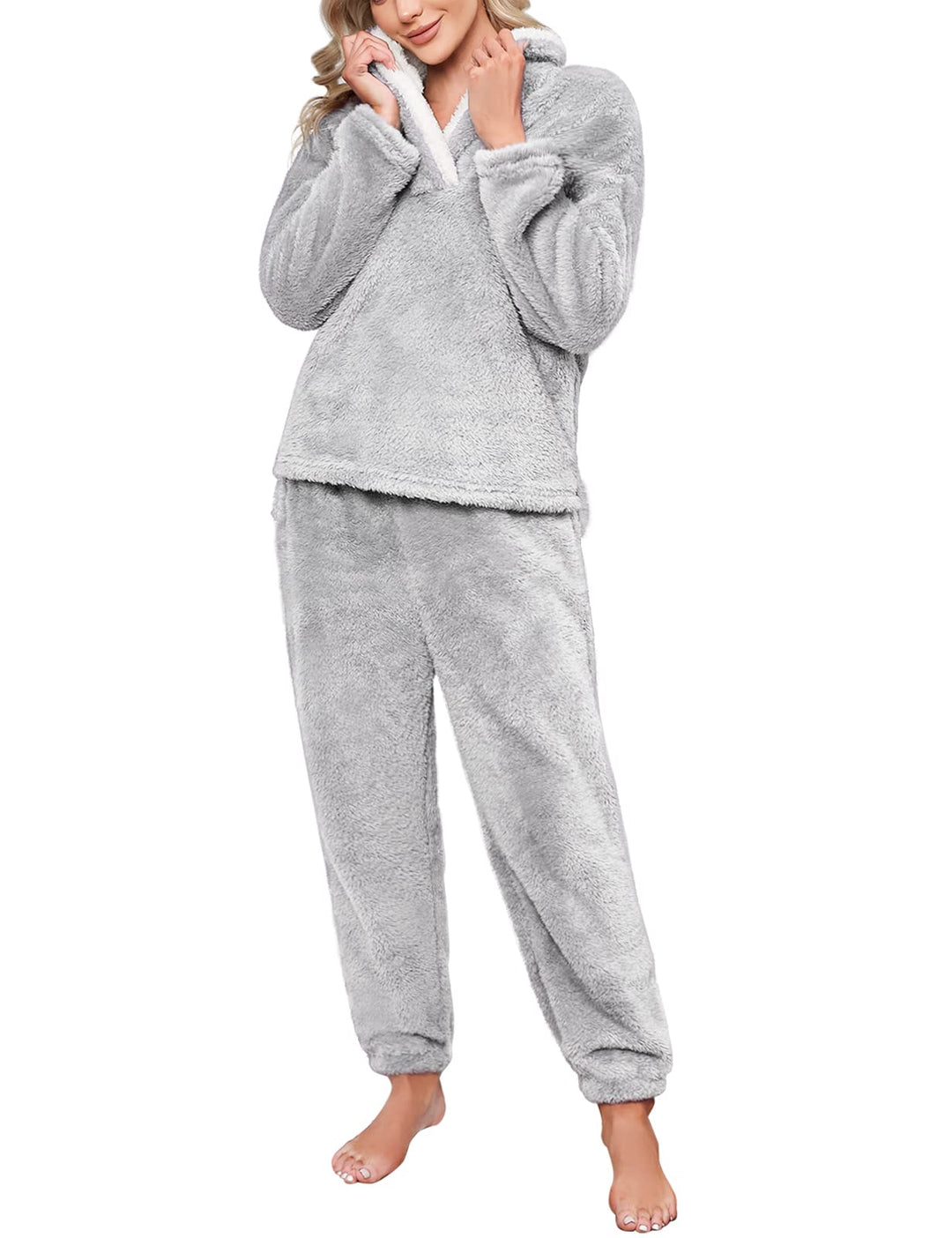 Niwicee Schlafanzug Damen Lang Pyjama Damen 2-Set, Hausanzug Damen Kuschelig Weich Nachtwäsche Sleep