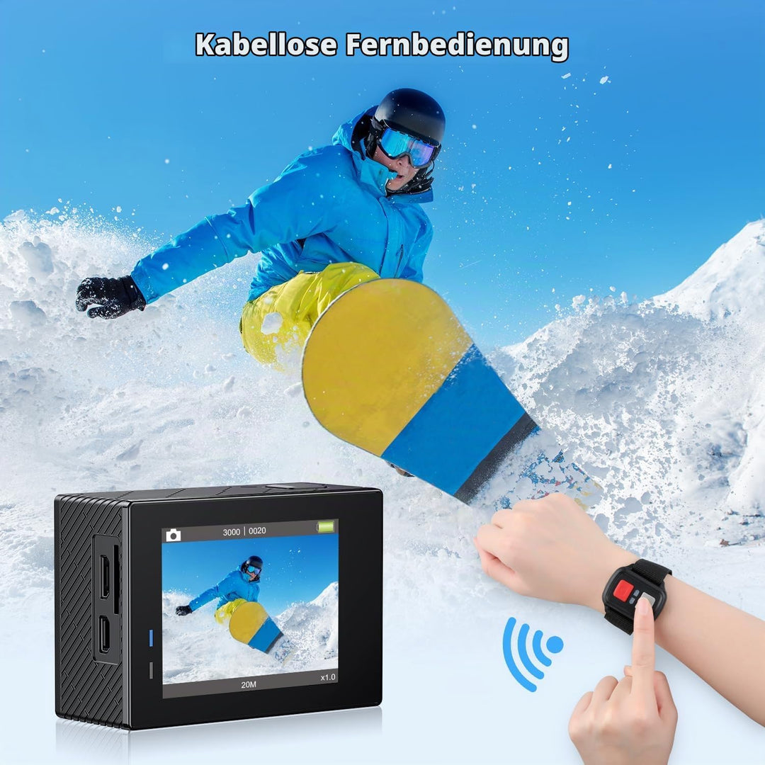 AKASO Action Camera 4K 20MP Action Kamera/Unterwasserkamera mit Bildstabilisierung Zoom Zeitraffer,