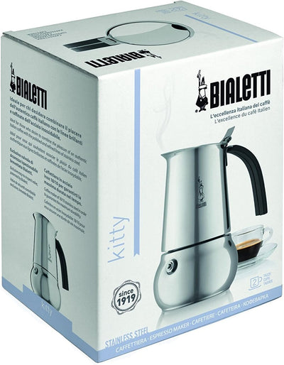 Bialetti Kitty 6 Tassen silber Espressokocher Edelstahl