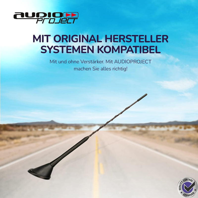 Audioproject A280 - Autoantenne 28cm Raku 2 + Verstärker - kompatibel für VW Golf 4 5 6 7 Passat Lup