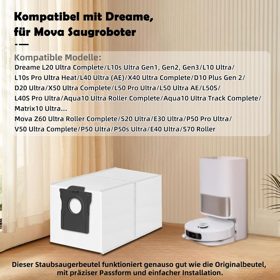 12 Stück Staubbeutel Kompatibel mit Dreame L20/X40 Ultra Complete, L10s/L10/L40/S20/E30 Ultra, L10s