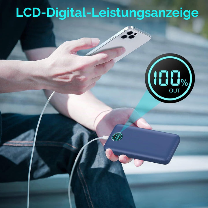 Power Bank USB C mit Kabel 26800mAh, PD 25W QC4.0 Schnellladung Powerbank, 5 Ausgängen Externe Handy