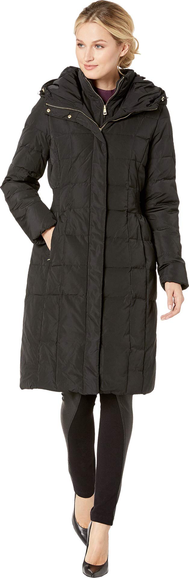 Cole Haan Damen TAFT Daunenmantel mit Latz Daunenalternative Oberbekleidung XL Tiefschwarz, XL Tiefs