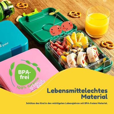 schmatzfatz Easy Bento Lunchbox für Kinder, BPA-frei, Lunchbox mit 4 Fächern, leicht zu öffnen und z