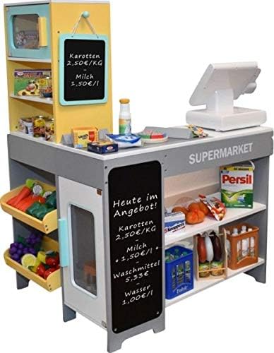 tanner DER KLEINE KAUFMANN TANNER Deco - Supermarkt aus Holz, mit Miniatur Lebensmitteln, mit Zubehö