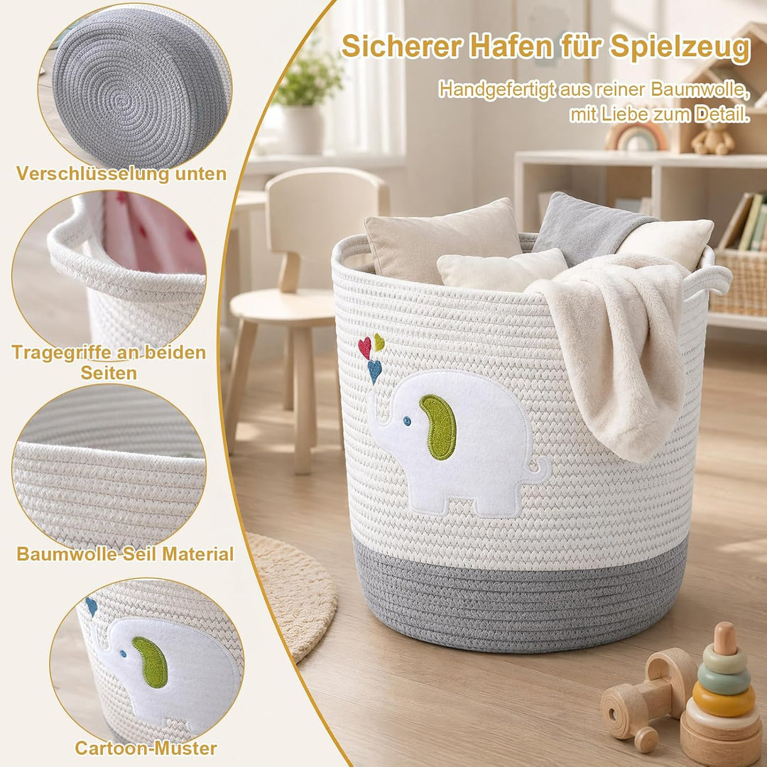 Aufbewahrungskorb Kinderzimmer Wickeltisch Organizer für Babys Kinder Spielzeug Korb, Elefanten-Deko