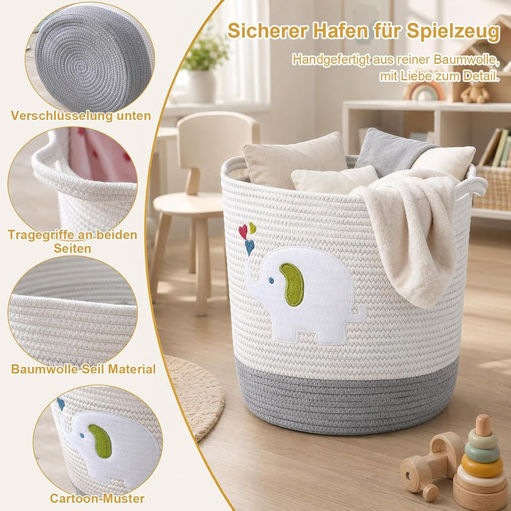 Aufbewahrungskorb Kinderzimmer Wickeltisch Organizer für Babys Kinder Spielzeug Korb, Elefanten-Deko