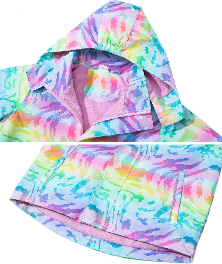 CAMLAKEE Softshelljacke Mädchen Regenjacke Kinder Wasserdicht Jacke Gradient Windjacke 120 Rosa, 120