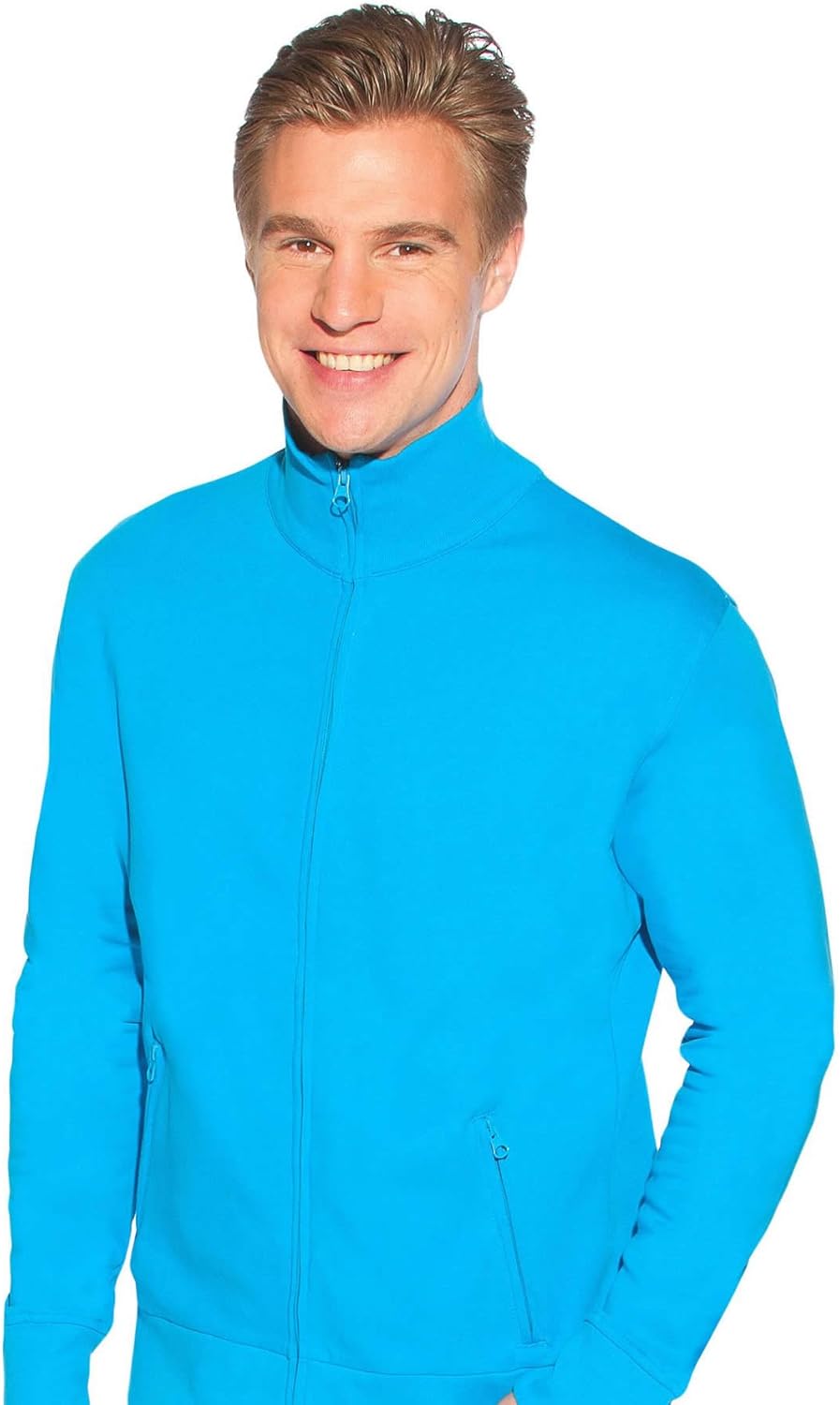 Stehkragen Zip Jacke Herren, Weiss, S Weiss S, Weiß S