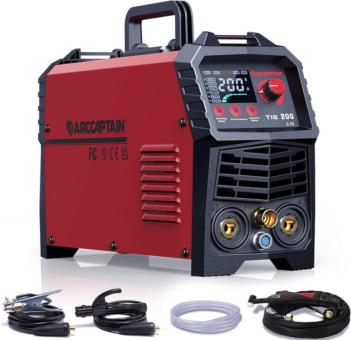 ARCCAPTAIN DC WIG Schweissgerät 200Amper IGBT - Kombi HF-Zündung TIG WIG Schweissgerät mit 200 Amper