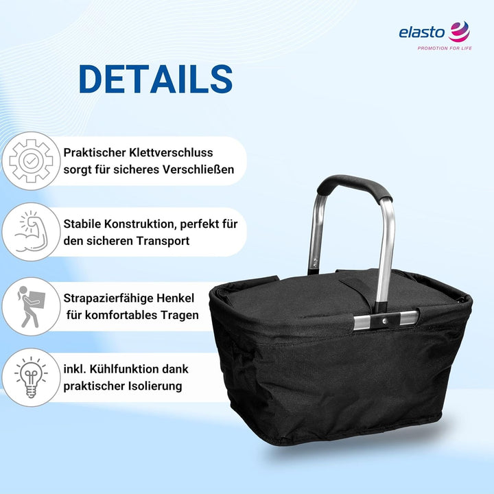 Carryking Einkaufskorb Kühlkorb mit Deckel Thermo Kühltasche Picknickkorb mit Kühlfach Isoliertasche