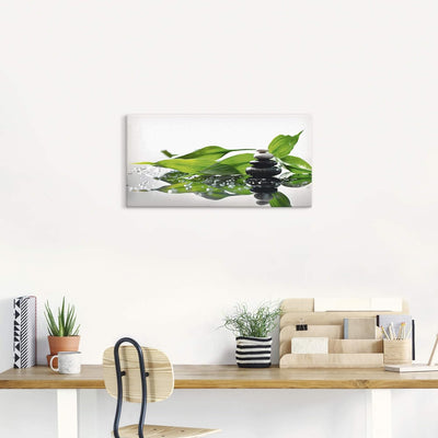 ARTland Leinwandbilder Wandbild Bild auf Leinwand 100x50 cm Wellness Zen Stein Fotografie Grün Spa m