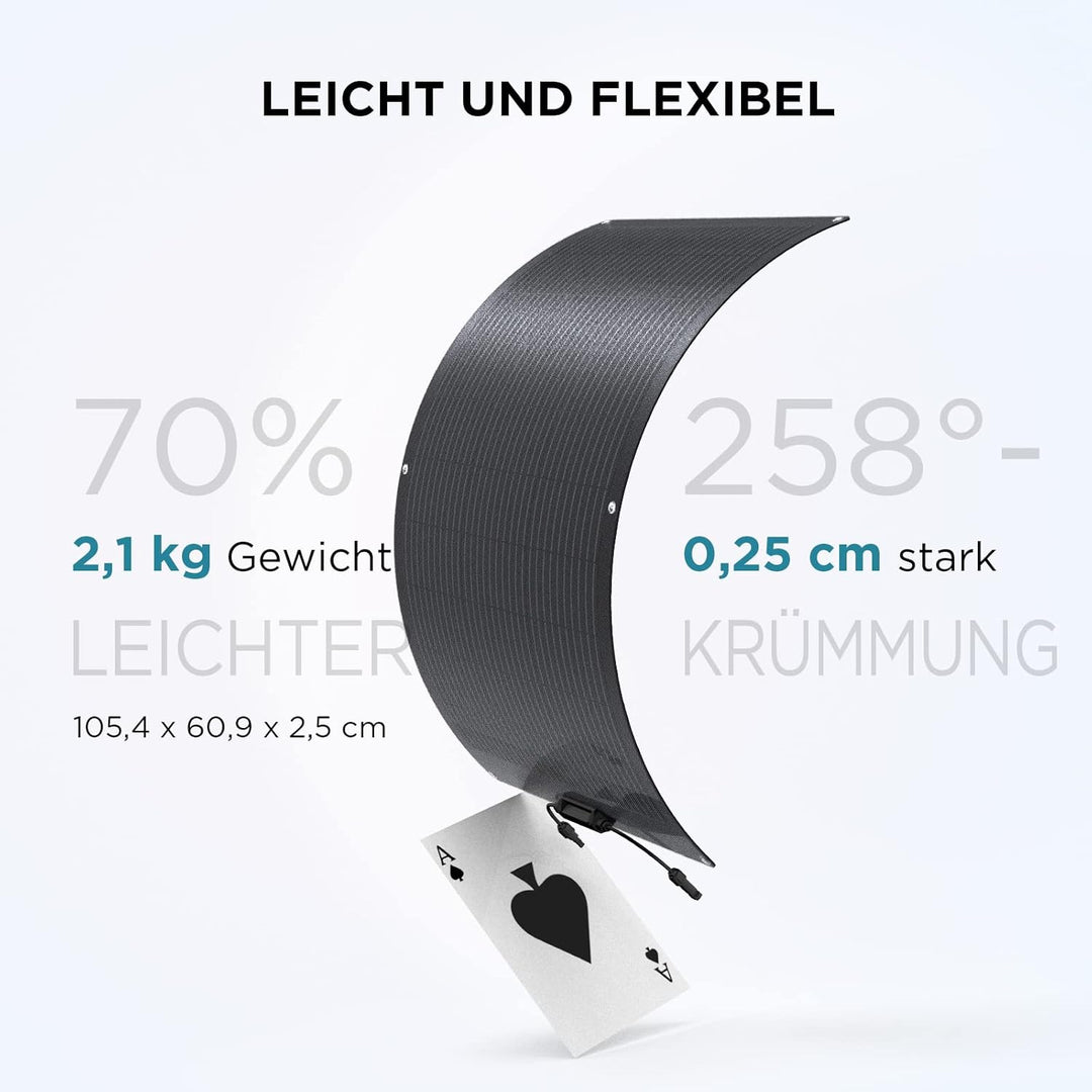 Ecoflow 100W Solar Panel Flexibles Monokristallines Solarpanel IP68 hocheffizient Solarmodul Solarze