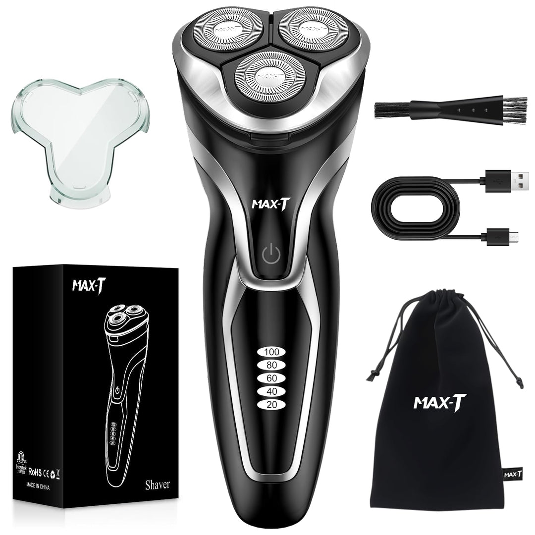 MAX-T Rasierer Herren Elektrisch Nass und Trocken, 3D ProSkin IPX7 Wasserdicht Elektrorasierer mit P