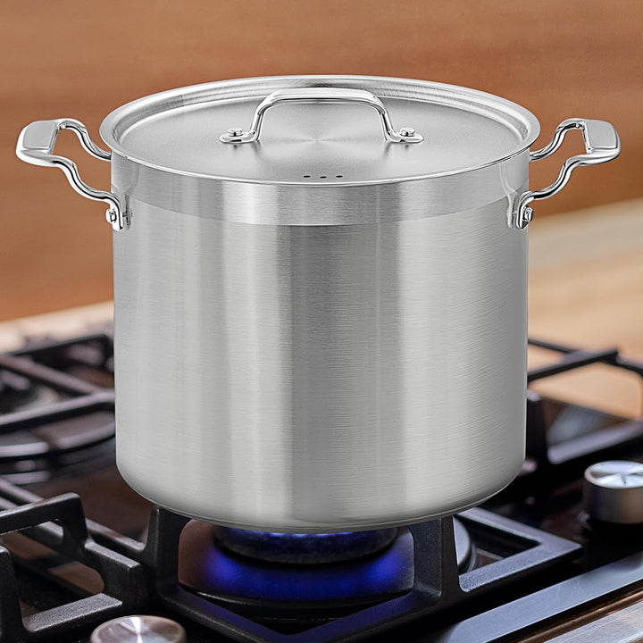 NutriChef Edelstahl Kochtopf 15,1L Induktion – Suppentopf mit Deckel, Profiqualität für Gastronomie