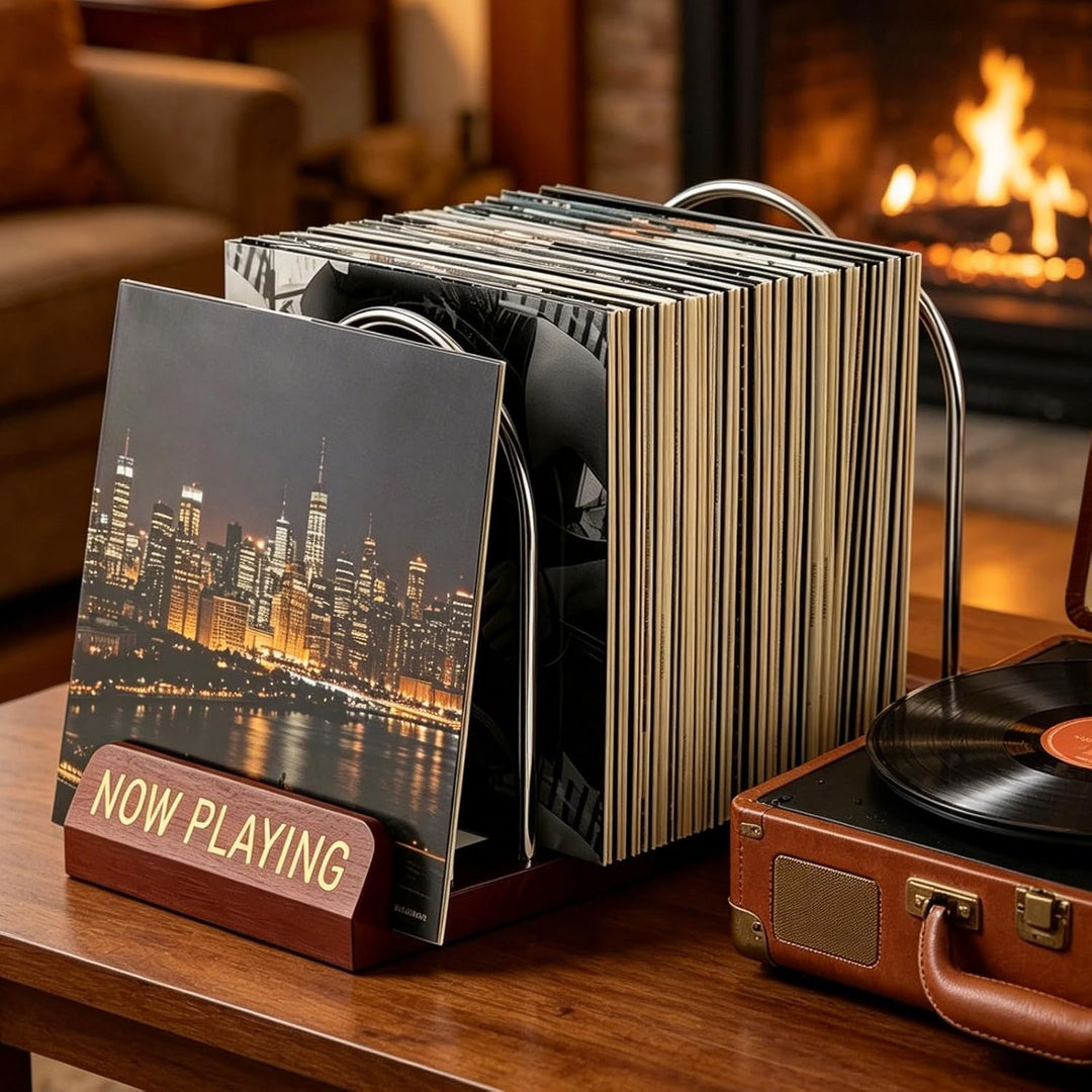 BORDEAG Schallplatten Aufbewahrung, Schallplattenständer 30-70 Lps, 1 Etage Vinyl-Schallplattenständ