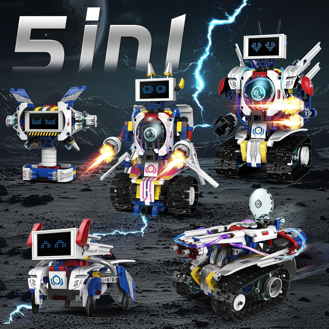 Joellfuner Technik Roboter Kinder | 5 in 1 Programmierbarer Roboter Spielzeug mit APP und Fernsteuer
