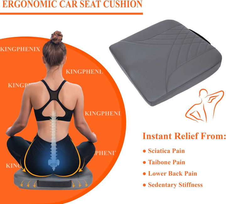 kingphenix Autositzkissen aus Memory Foam – Erhöht die Sitzhöhe, lindert Rückenschmerzen – Ideal für