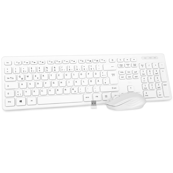 Rii Tastatur Maus Set kabellos, Funktastatur mit Maus, Wireless Keyboard and Mouse, Für PC/Laptop/Wi