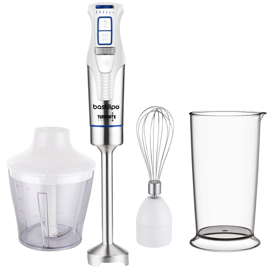 Bastilipo - TURBOMIX-1200ACC Stabmixer, 1200 W, 4 Edelstahl-Backbleche, Stabzerkleinerer und Zerklei