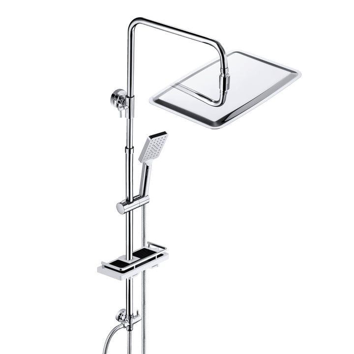 JOHO Regendusche Duschsystem ohne Duscharmatur Chrom Duschset mit Ablage, Duschkopf, Duschstange, Du