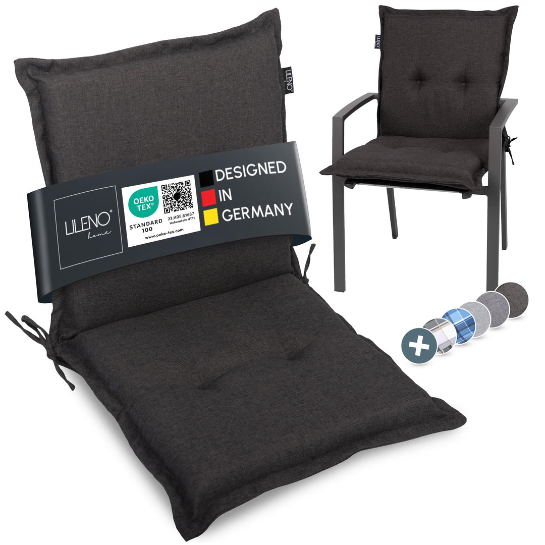 LILENO HOME Gartenstuhl Auflagen als [1er Set - Niedriglehner] in Anthrazit Y - Bequeme Liegen als S