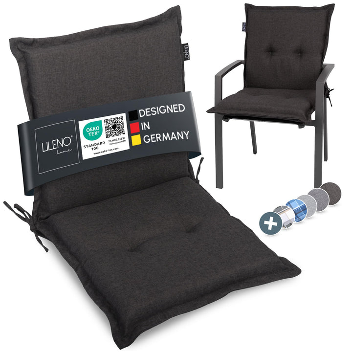 LILENO HOME Gartenstuhl Auflagen als [1er Set - Niedriglehner] in Anthrazit Y - Bequeme Liegen als S
