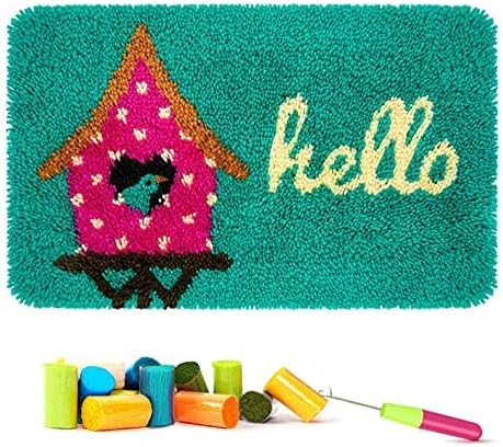 ROCKY&CHAO Knüpfteppich Zum Selber knüpfen, Knüpfsets Latch Hook Kit Selbst Knüpfen Set für Kinder u