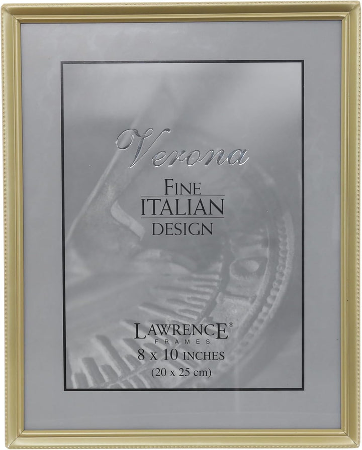 Lawrence Frames Bilderrahmen, antikes Messing, 20,3 x 25,4 cm, Perlenrand-Design Goldfarben satinier