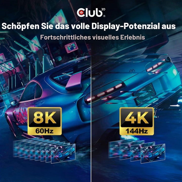 Club 3D 2m DisplayPort 1.4 8K schwarz schwarz 2.00 m 2 m, VESA-Stecker-Stecker, schwarz 2.00 m 2 m,