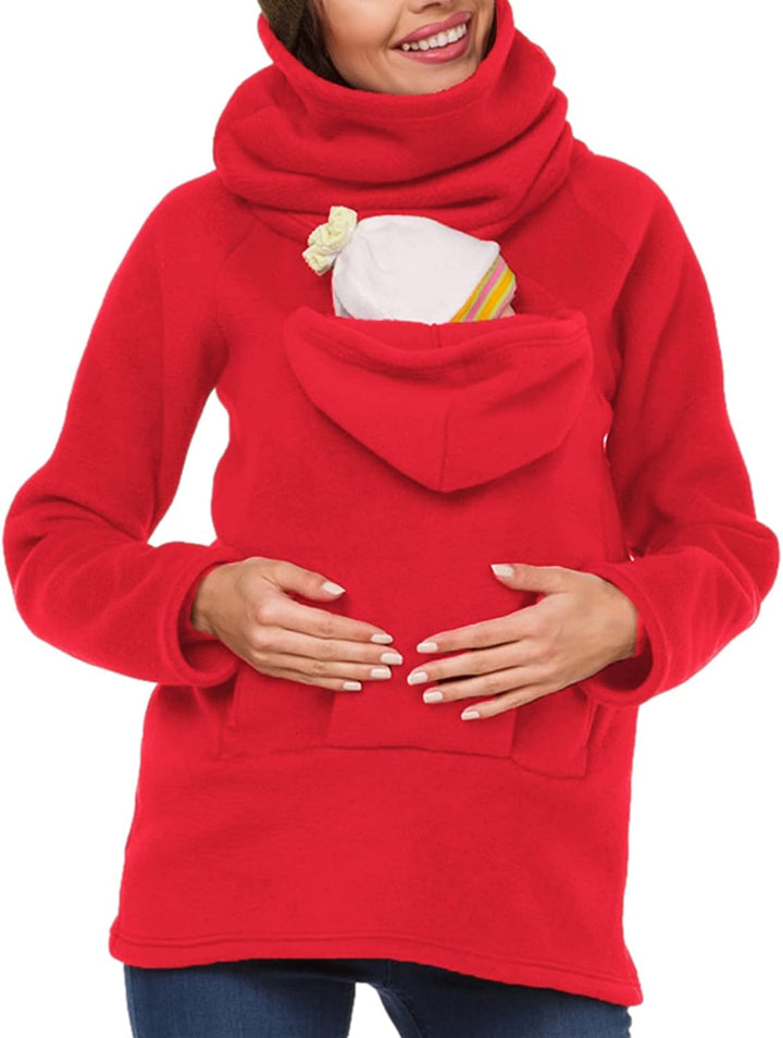 Tragejacke für Mama und Baby 3 in 1 Damen Langarm Kapuze Känguru Umstandsjacke Warm Tragepullover mi
