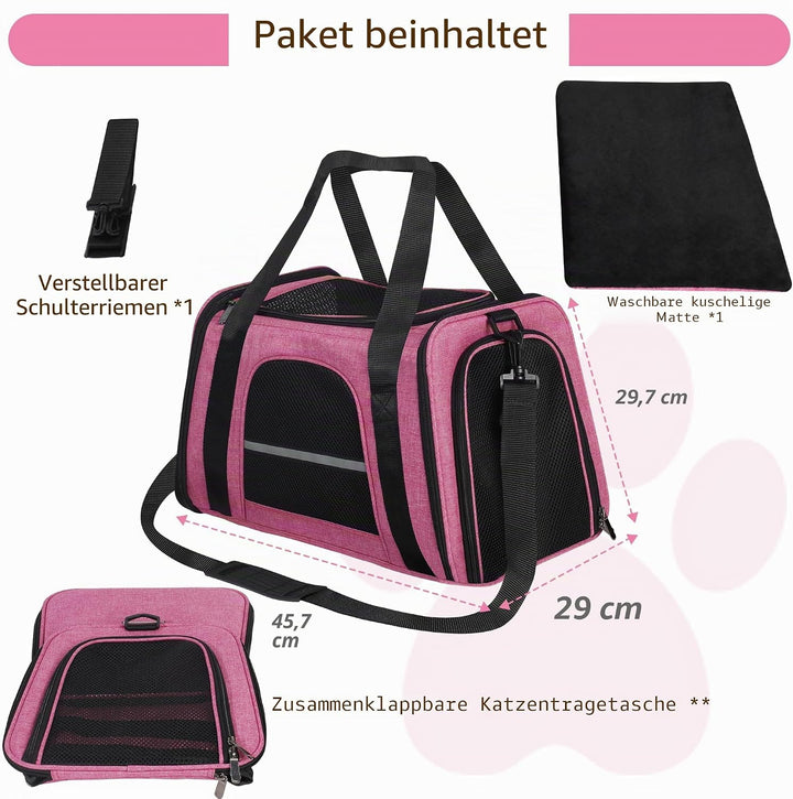 HiCaptain Transporttasche für Katzen Faltbar, mit Schultergurt, Weich Gepolstert, Transportbox für k