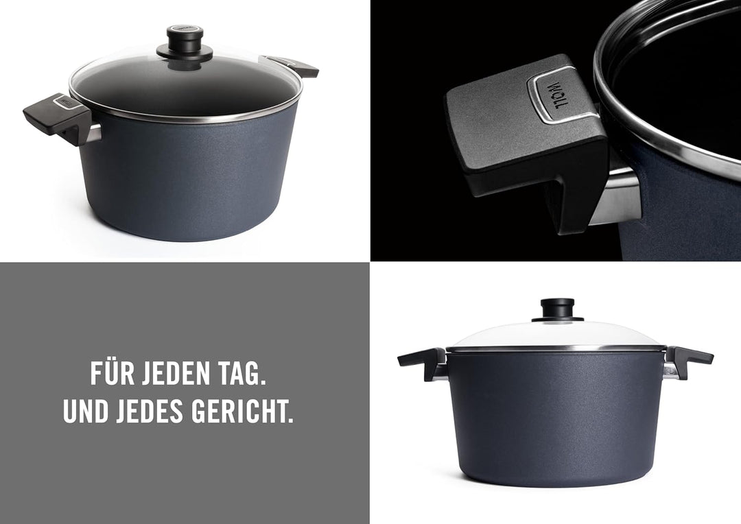 Woll Diamond Lite Topf mit Glasdeckel in Box, Ø 28 cm, 15.5 cm hoch, 7.5 Liter, mit 2 Seitengriffen