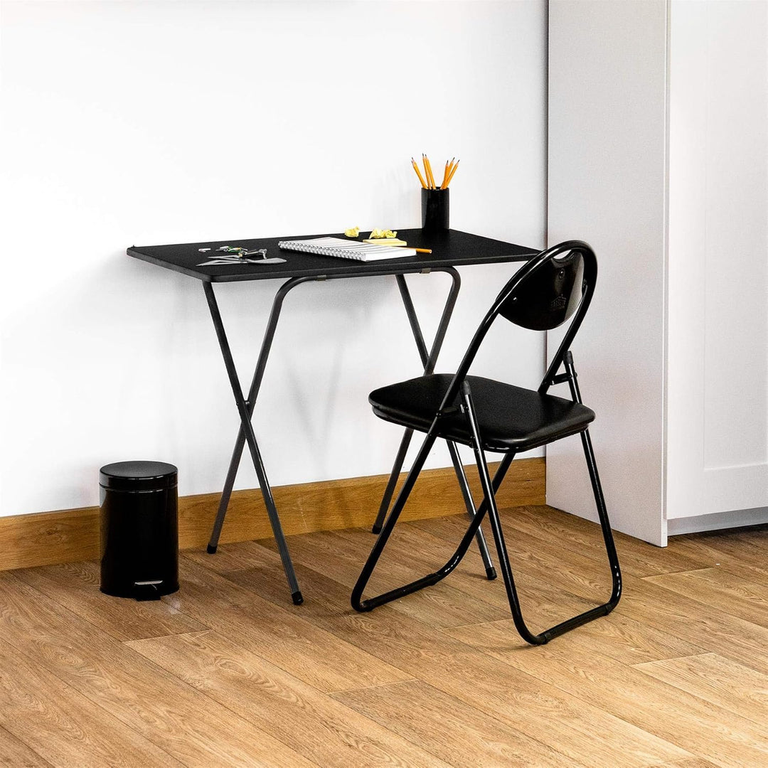Harbour Housewares Klappschreibtisch für Laptop/Computer - Holz - Schwarzes Gestell/Schwarze Tischpl