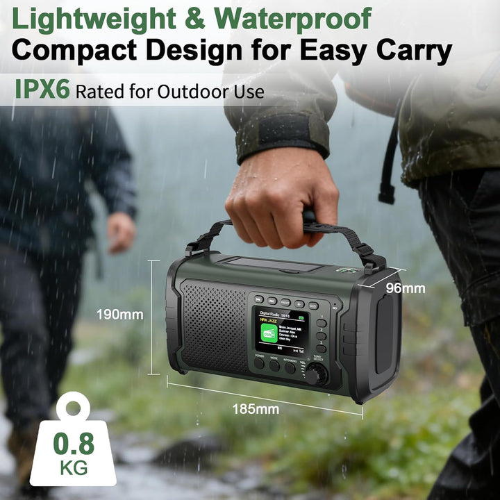 27000mAh DAB+/FM Notfallradio mit Powerbank – Tragbares Solar- & Kurbelradio mit Bluetooth 5.3, SOS,