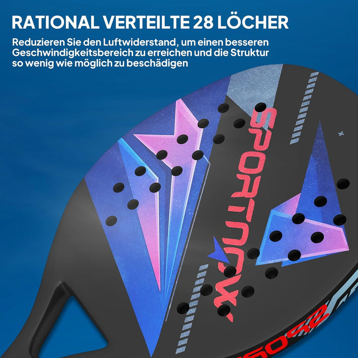 SPORTNOW Pickleball Paddles Set Schläger Set mit 2 Schlägern, Kohlefaser Oberfläche rutschfest Griff