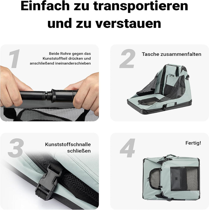 Fudajo Faltbare Transportbox für Haustiere, Grösse L (70x52x50 cm), mit Tragegriff und Liegedecke L