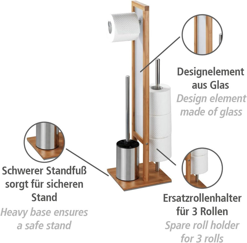 WENKO Stand WC-Garnitur Rivalta, mit integriertem Toilettenpapierhalter und WC-Bürstenhalter, aus ec