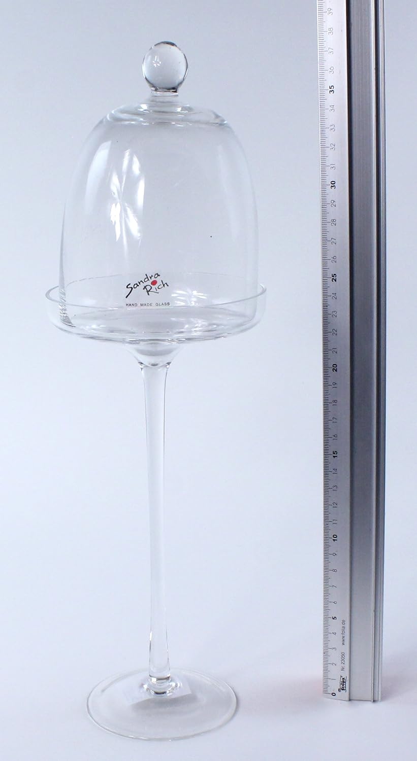 Glasteller mit Abdeckung Käseglocke Servierglocke Glasabdeckung Glassturz, 38 cm