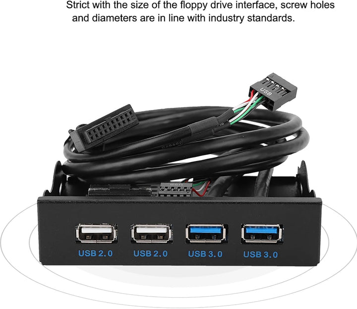ASHATA USB 3.0 Frontpanel Adapter - Hochgeschwindigkeits-Multifunktions-Hub Mit 4 Ports (USB 3.0 + 2
