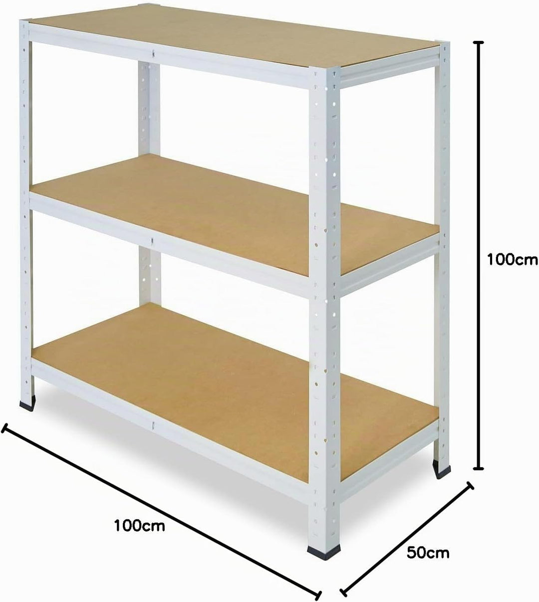 shelfplaza® 100x100x50cm Home Schwerlastregal weiss/Metallregal mit 3 Böden/Kellerregal Metall, Gara