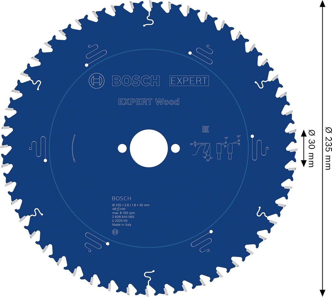 Bosch Professional 1x Kreissägeblatt Expert for Wood (Holz, Sägeblatt Ø 235 x 30 x 2,8 mm, 48 Zähne,