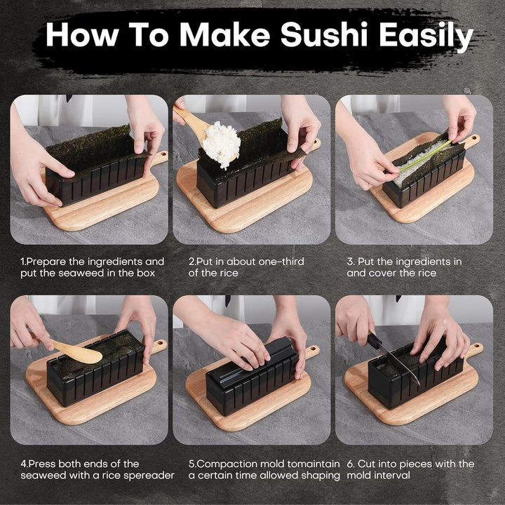 Sushi-Macher Kit, 33-tlg. Sushi-Set für Anfänger inkl. Sushi-Roller, Sushi-Schneideform, Reisball-Fo