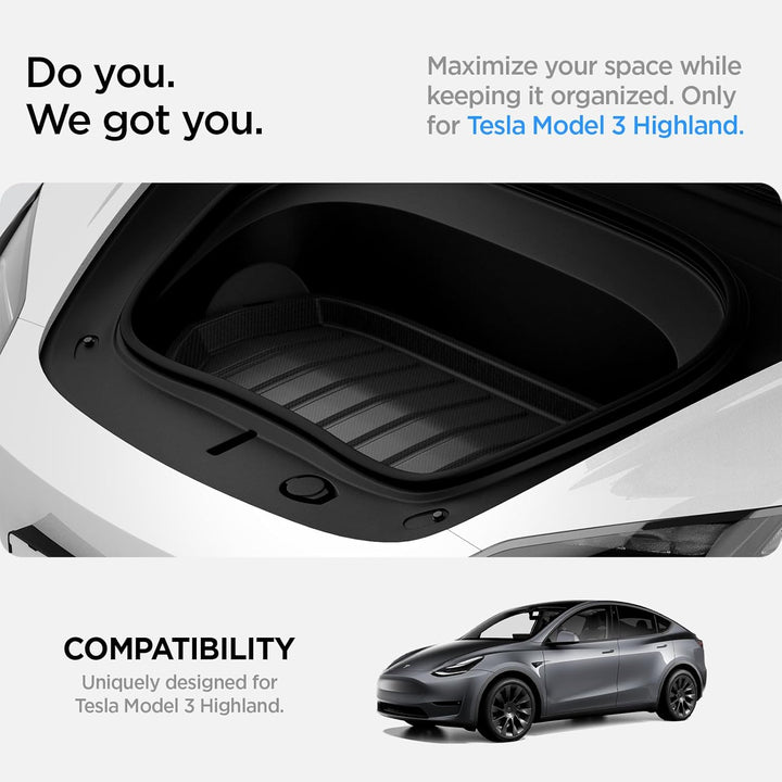 Spigen Tesla Model 3 Highland 2024 Vordere Kofferraummatte, Stossfestes XPE-Material zum Schutz der