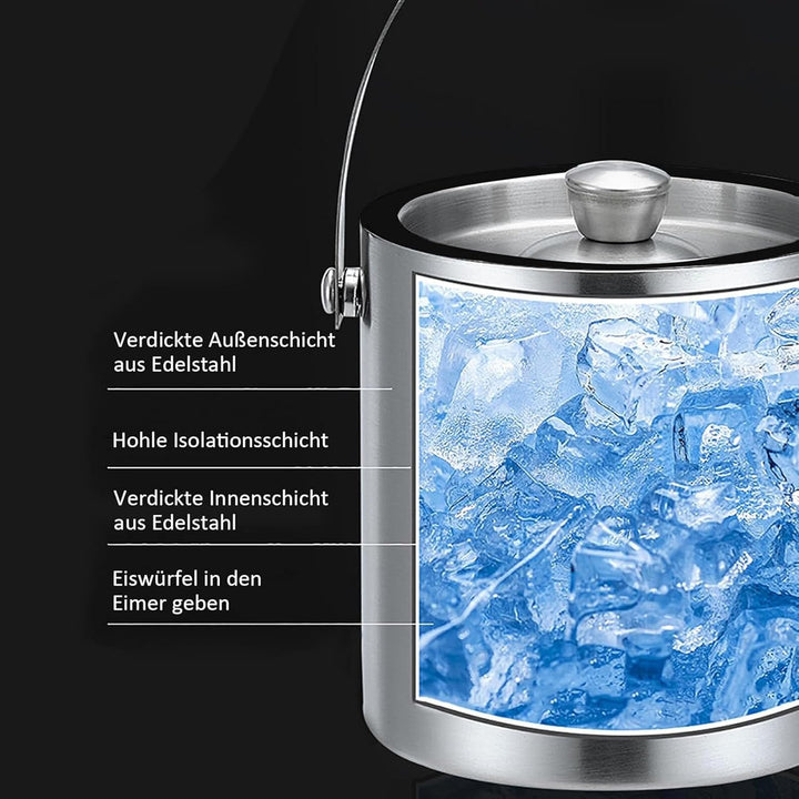 Eiswürfelbehälter, 3L Eisbehälter rund mit Sieb und Eiszange, Eiswürfelbehälte, Sektkühler Flaschenk