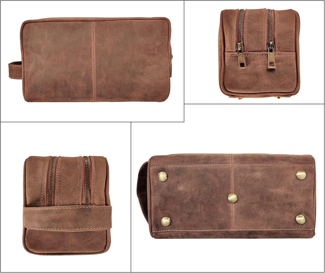 Rustic Town kulturtasche kulturbeutel Leder | Leather Toiletry Bag wash Bag | Leder Kosmetiktasche W