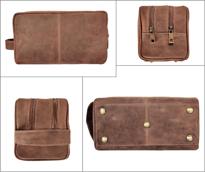 Rustic Town kulturtasche kulturbeutel Leder | Leather Toiletry Bag wash Bag | Leder Kosmetiktasche W