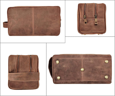 Rustic Town kulturtasche kulturbeutel Leder | Leather Toiletry Bag wash Bag | Leder Kosmetiktasche W