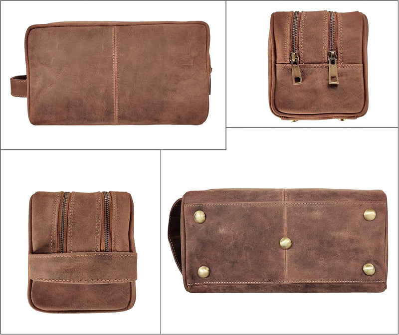 Rustic Town kulturtasche kulturbeutel Leder | Leather Toiletry Bag wash Bag | Leder Kosmetiktasche W